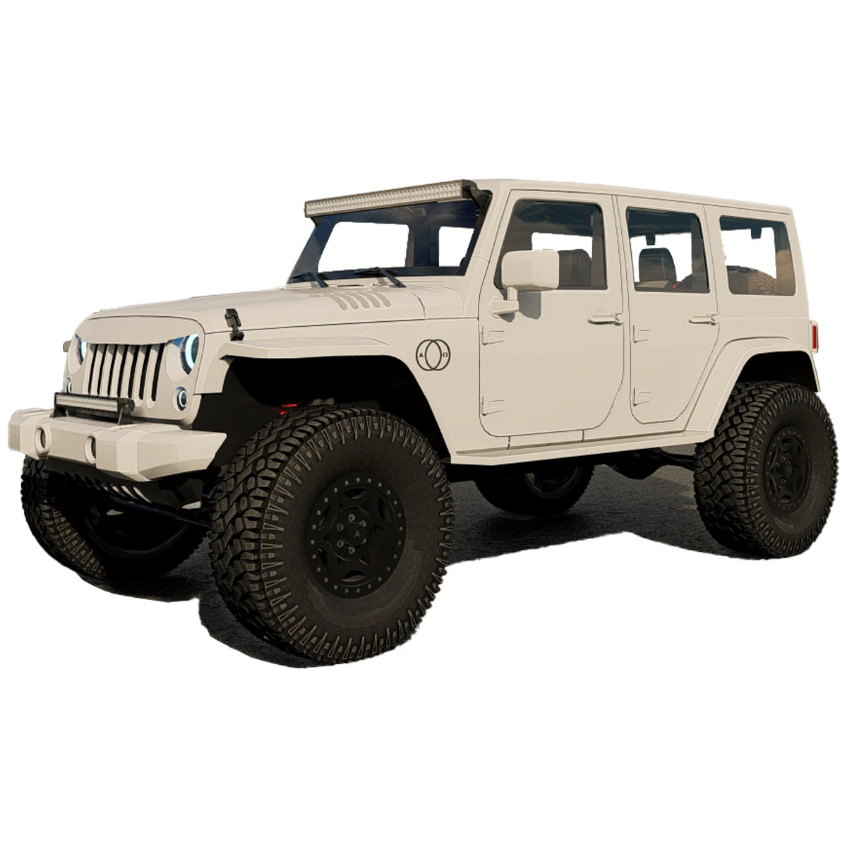 Jeep Wrangler Rubicon tuned 3D Model .c4d .max .obj .3ds .fbx .stl .blend 