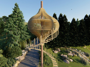 Tree restaurant 3D Model