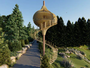 Tree restaurant 3D Model