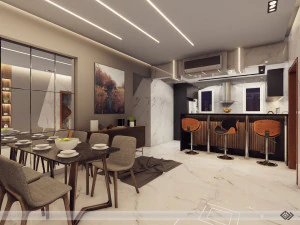 Сцена интерьера современной квартиры 3D Модель