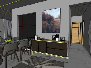 Modern Apartment Interior Scene Modelo 3D