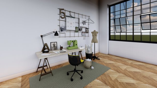 Fashion Designer Room 3D Model .c4d .max .obj .3ds .fbx .stl .blend 