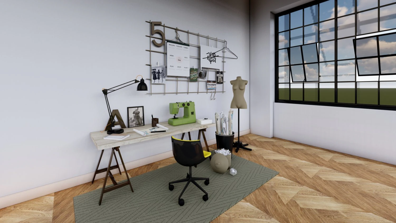 Fashion Designer Room 3D Model .c4d .max .obj .3ds .fbx .stl .blend 