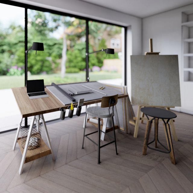Drafting Table Pro set Modelo 3D .c4d .max .obj .3ds .fbx .stl .blend 