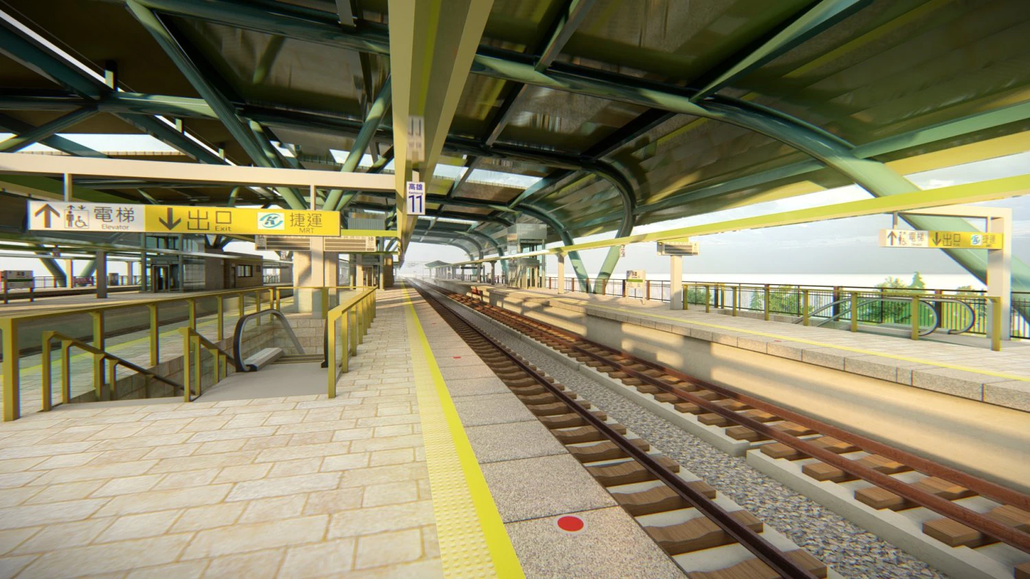 Modern Elevated Metro Station Detailed Train Station 3D Model .c4d .max .obj .3ds .fbx .stl .blend 