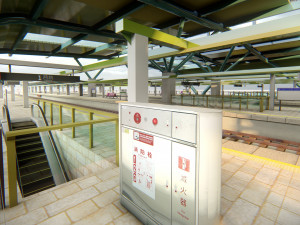 Modern Elevated Metro Station Detailed Train Station Modèle 3D