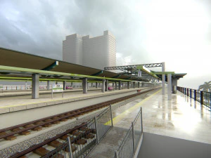 Modern Elevated Metro Station Detailed Train Station 3D Model