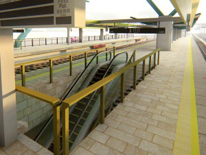 Modern Elevated Metro Station Detailed Train Station 3D Model