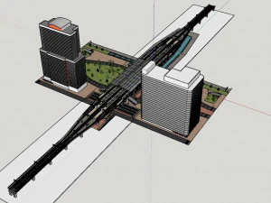 Modern Elevated Metro Station Detailed Train Station 3D Model