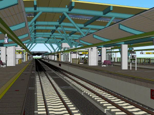 Modern Elevated Metro Station Detailed Train Station 3D Model
