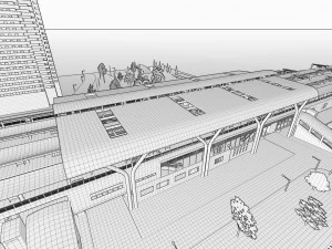 Modern Elevated Metro Station Detailed Train Station 3D Model