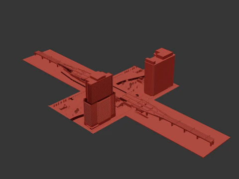 Modern Elevated Metro Station Detailed Train Station 3D Model