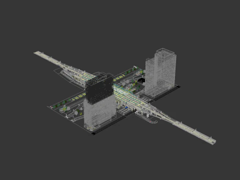 Modern Elevated Metro Station Detailed Train Station 3D Model