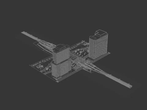 Modern Elevated Metro Station Detailed Train Station 3D Model