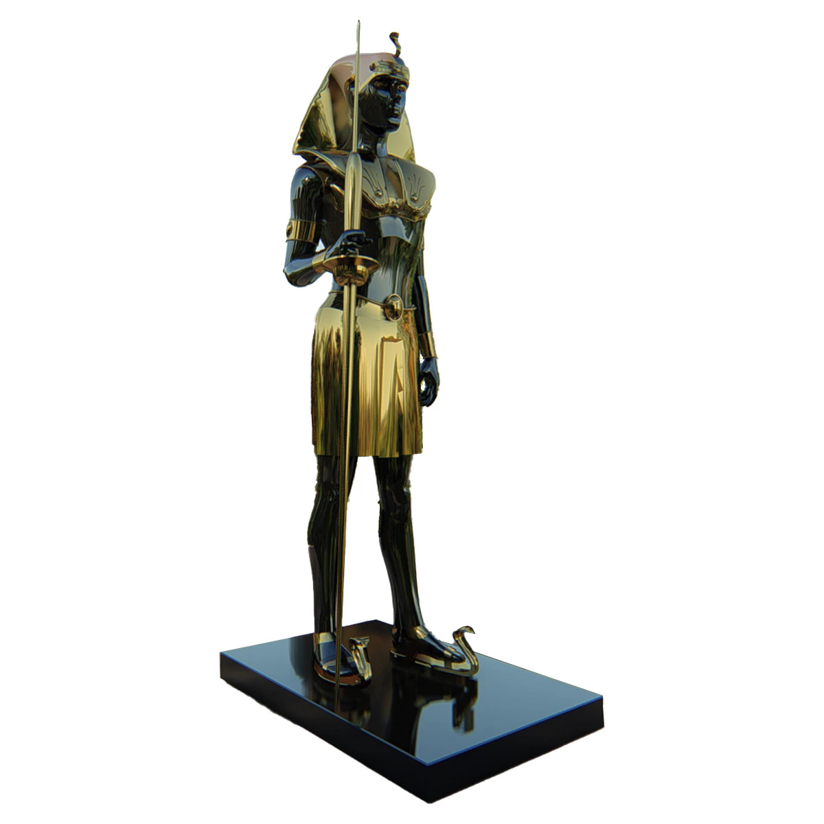 Pharaoh Sculpture 3D Model .c4d .max .obj .3ds .fbx .stl .blend 