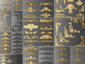 Коллекция классической резьбы 3D Модель