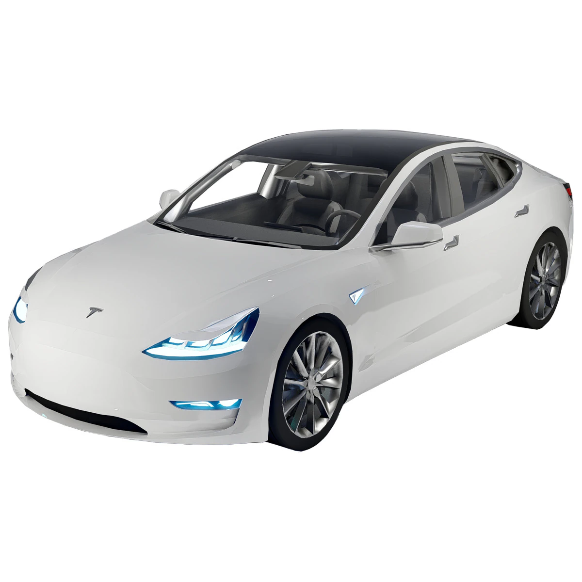 Tesla Model 3 3D Model .c4d .max .obj .3ds .fbx .stl .blend 