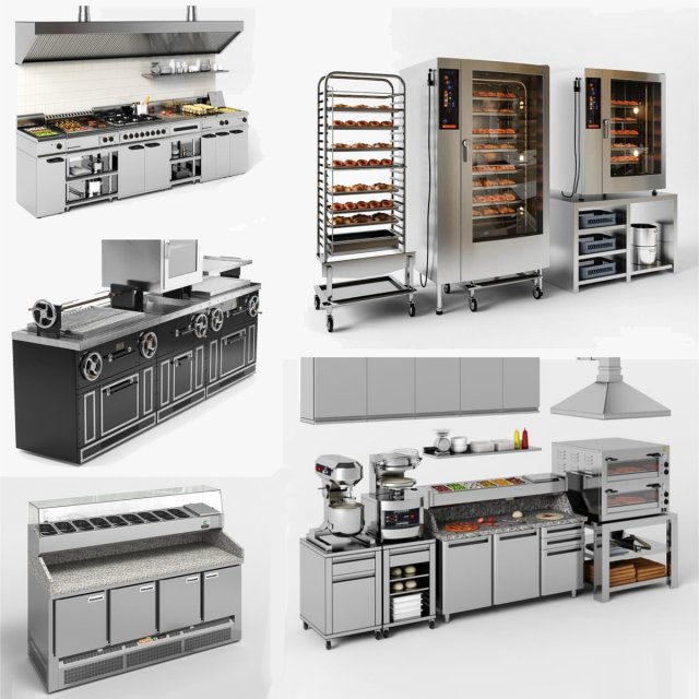 Commercial Kitchen Equipment 3D Model .c4d .max .obj .3ds .fbx .stl .blend 