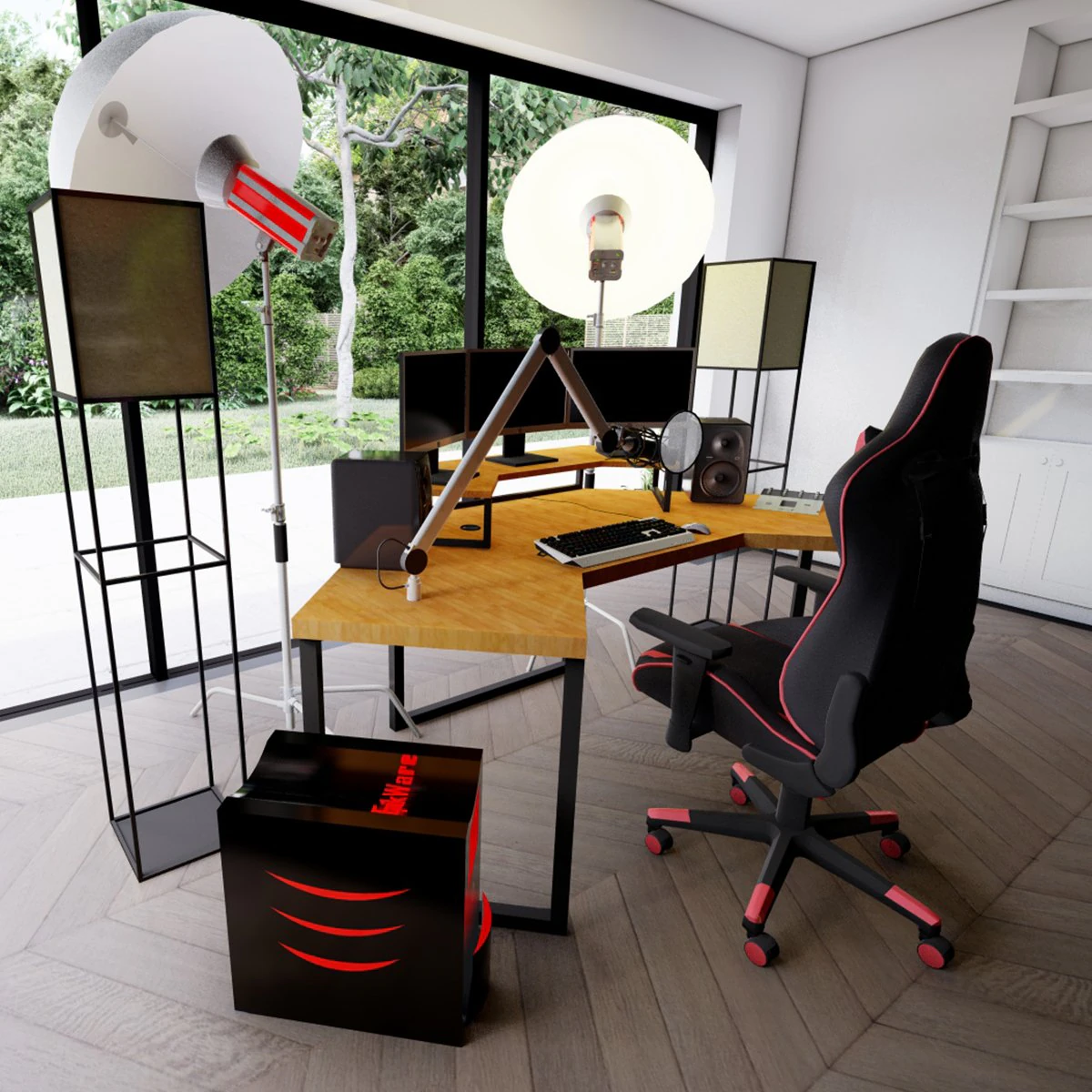 Influencer Desk Setup 3D Model .c4d .max .obj .3ds .fbx .stl .blend 
