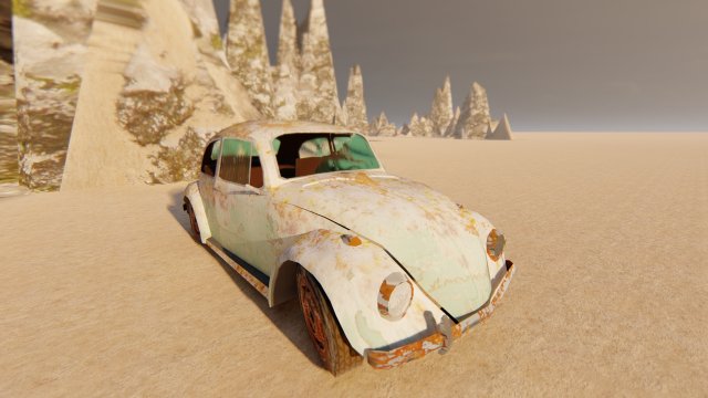 Volkswagen Fusca Rusty 3D Model .c4d .max .obj .3ds .fbx .stl .blend 