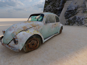 Volkswagen Fusca Rusty 3D Model