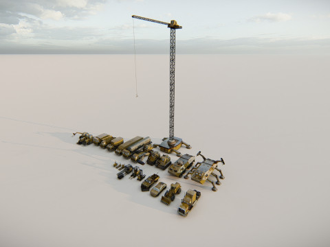 Heavy Construction Machinery Equipment Industrial 25 in 1 3D Model