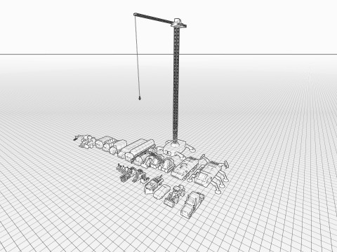 Heavy Construction Machinery Equipment Industrial 25 in 1 3D Model