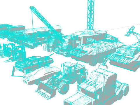 Heavy Construction Machinery Equipment Industrial 25 in 1 3D Model