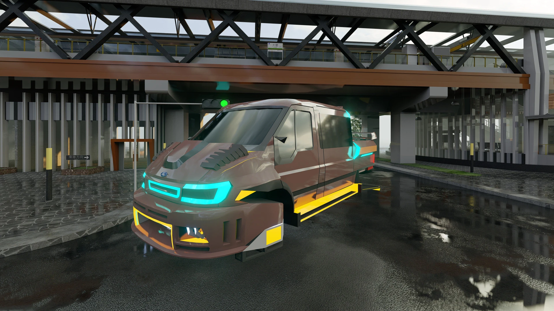 Van Sci-Fi Concept 3D Model .c4d .max .obj .3ds .fbx .stl .blend 