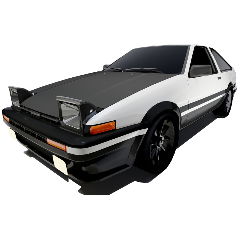 Toyota Corolla AE86 Trueno 3D Model .c4d .max .obj .3ds .fbx .stl .blend 