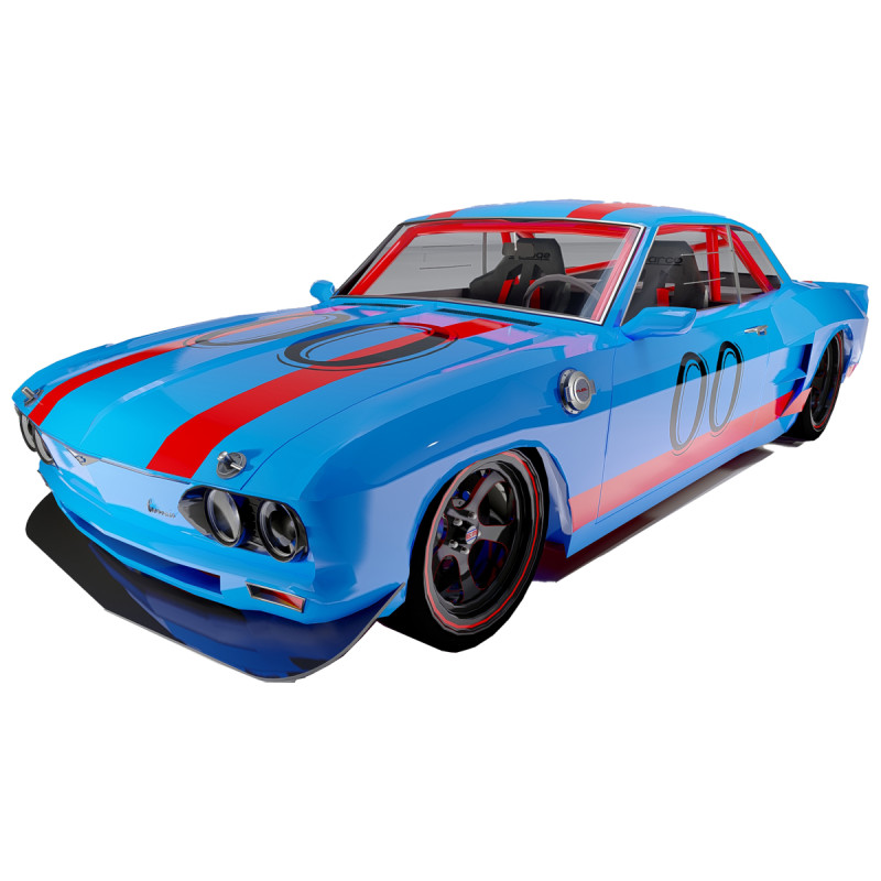 Chevrolet Corvair 1966 Tuned 3D Model .c4d .max .obj .3ds .fbx .stl .blend 