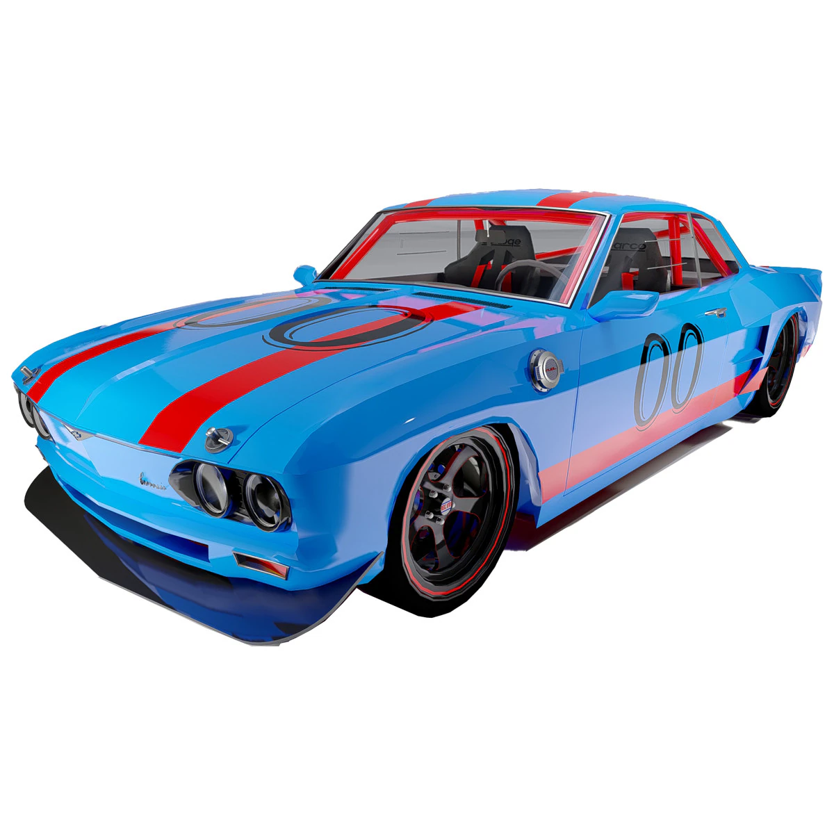 Chevrolet Corvair 1966 Tuned 3D Model .c4d .max .obj .3ds .fbx .stl .blend 