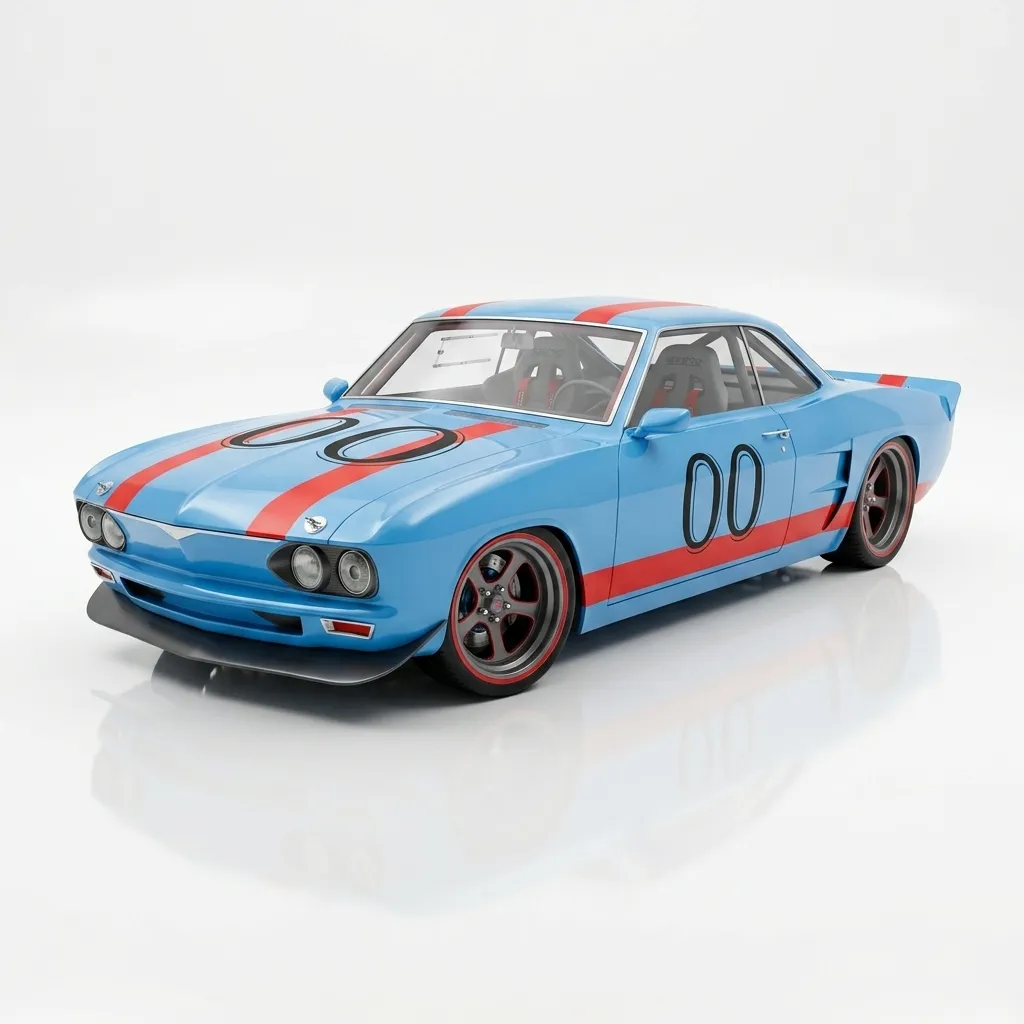 Chevrolet Corvair 1966 Tuned 3D Model .c4d .max .obj .3ds .fbx .stl .blend 