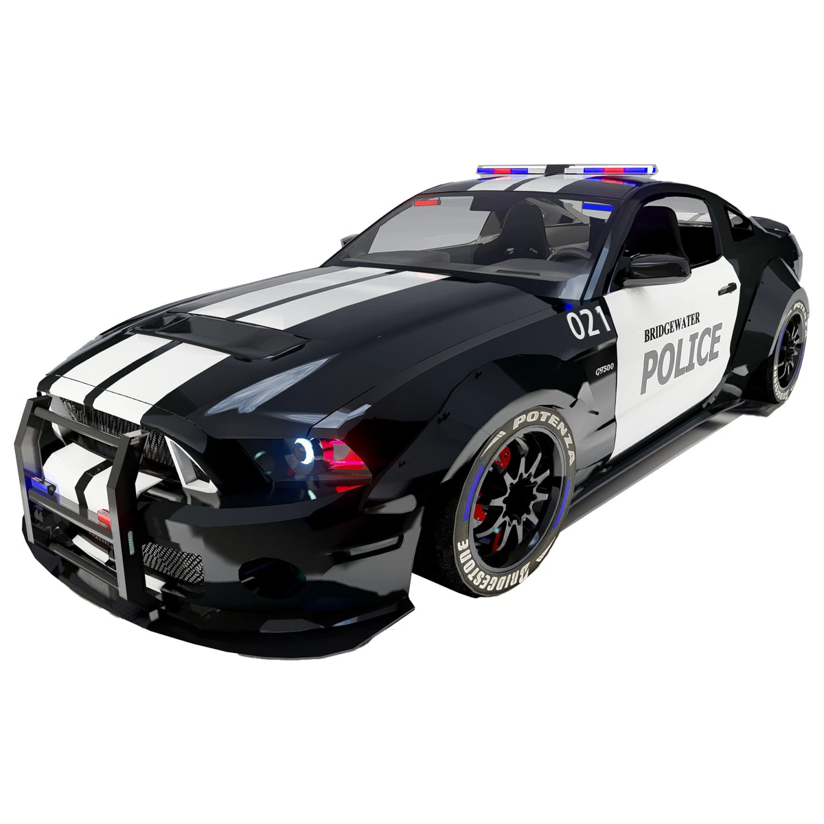 Shelby Mustang Police Car 3D Model .c4d .max .obj .3ds .fbx .stl .blend 