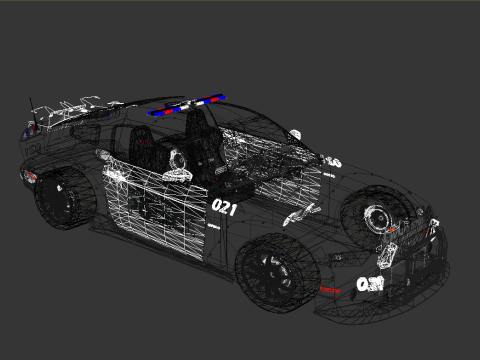 Shelby Mustang Police Car 3D Model