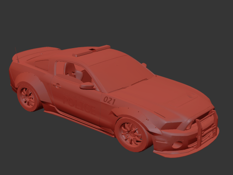 Shelby Mustang Police Car 3D Model