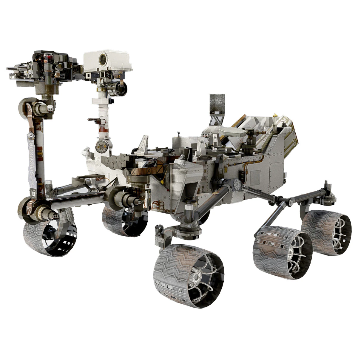 Curiosity Mars Rover Dusty 3D Model .c4d .max .obj .3ds .fbx .stl .blend 