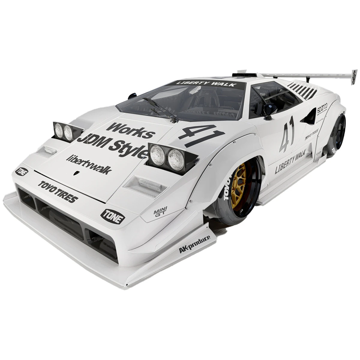 Lambo rghini Countach Liberty Walk 1988 3D Model .c4d .max .obj .3ds .fbx .stl .blend 