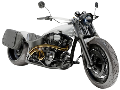 Custom Chopper Motorcycle 3D Model