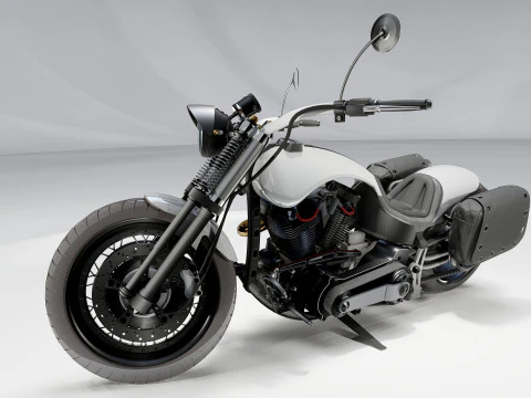 Custom Chopper Motorcycle 3D Model