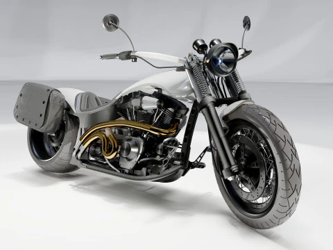 Custom Chopper Motorcycle 3D Model