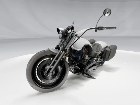 Custom Chopper Motorcycle 3D Model