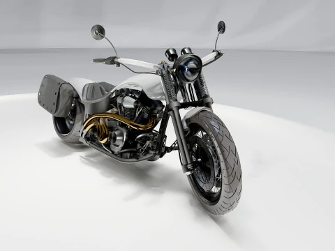 Custom Chopper Motorcycle 3D Model