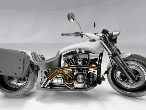 Custom Chopper Motorcycle 3D Model