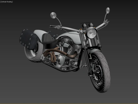 Custom Chopper Motorcycle 3D Model