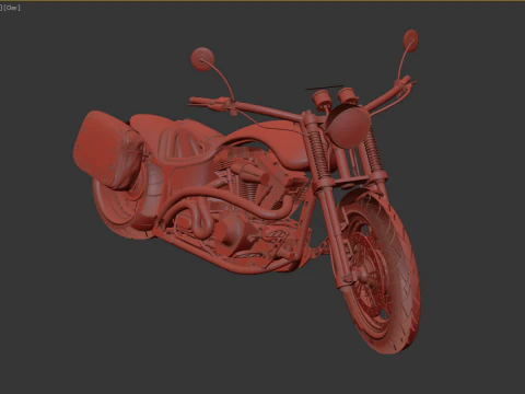 Custom Chopper Motorcycle 3D Model
