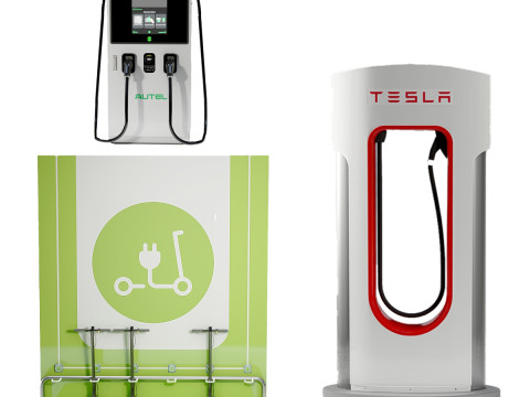 EV Car Charging Station Collection 3D Model