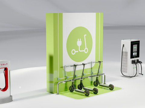 EV Car Charging Station Collection Modello 3D