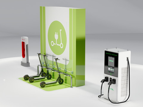 EV Car Charging Station Collection Modello 3D