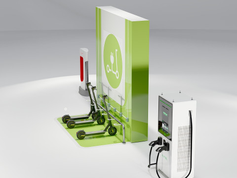 EV Car Charging Station Collection Modello 3D